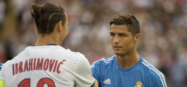 Begin dit seizoen stonden Zlatan Ibrahimovic en Cristiano Ronaldo met hun clubs Paris Saint-Germain en Real Madrid nog in vriendschappelijk verband tegenover elkaar.