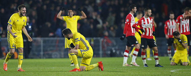 FK Rostov juicht, PSV treurt. In december barst de Europese droom van PSV reeds uiteen.