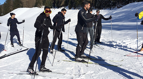 Nathaniel Clyne en Graziano Pellè op de lange latten tijdens het wintertripje van Southampton. Volgt er een nieuwe trip?