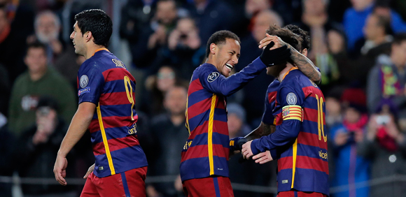 Het MSN-trio werd dinsdagavond herenigd en dat leverde Barcelona zes doelpunten tegen AS Roma op.