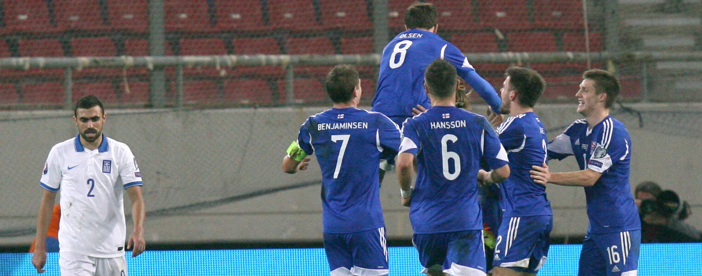 Een geweldige sensatie, in november in Piraeus. De Faeröer winnen van Griekenland: 0-1.