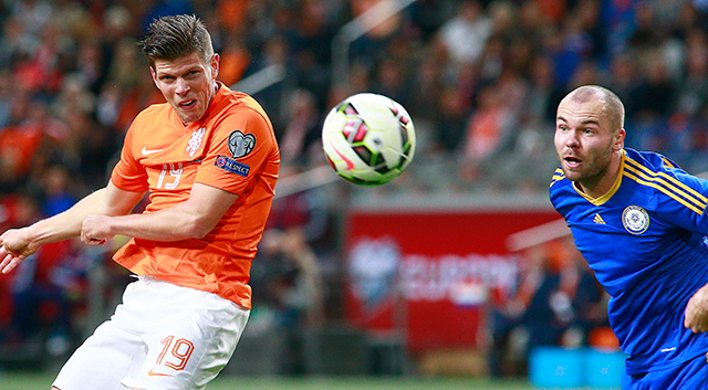 Klaas-Jan Huntelaar is all-time topscorer in EK-kwalificatieduels met veertien doelpunten.