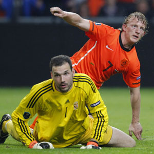Márton Fülöp stond op 29 maart 2011 nog onder de lat van Hongarije in de wedstrijd tegen het Nederlands elftal, dat in De Arena met 5-3 won.