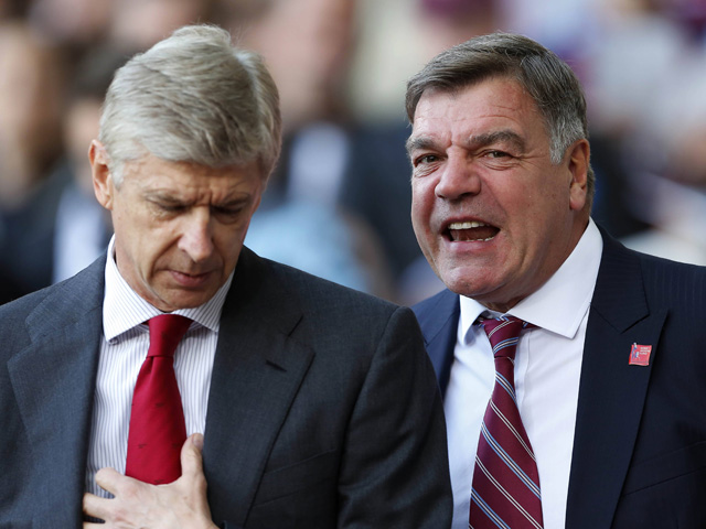 Sam Allardyce genoot zichtbaar van de confrontaties met Arsène Wenger.