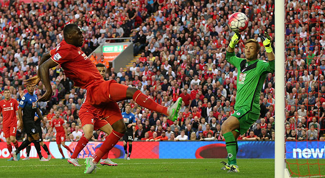Het eerste Liverpool-doelpunt van Christian Benteke was na 26 minuten een feit.