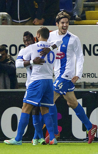 Mike Havenaar in extase na zijn winnende treffer tegen NAC Breda, afgelopen weekend.