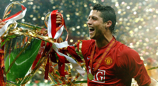 Cristiano Ronaldo won de Champions League in 2008 al eens met Manchester United.