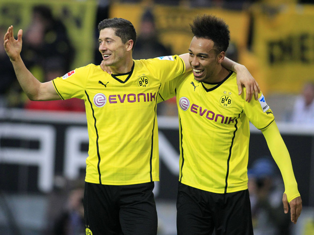 Lewandowski en Aubameyang speelden in het seizoen 2013/14 samen in dienst van Borussia Dortmund.