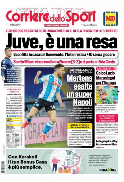 De cover van Corriere dello Sport. 