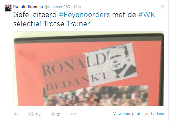 Vertrekkend Feyenoord-trainer Ronald Koeman is trots op zijn (ex)-spelers.