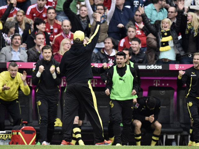 De euforie bij Jürgen Klopp en de rest van het Borussia Dortmund-kamp is groot na de zege in München.