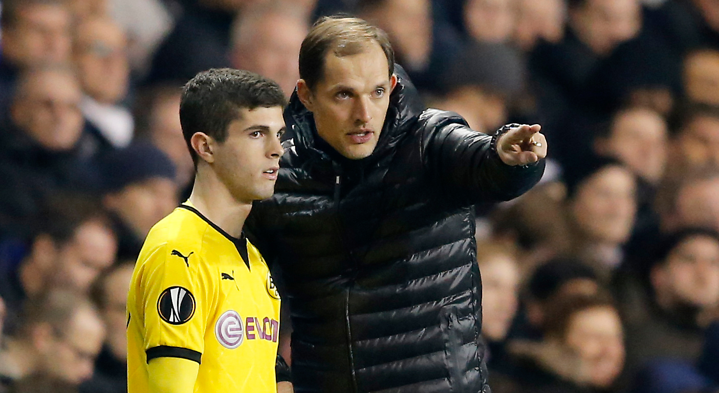 Trainer Thomas Tuchel geeft Pulisic de kans bij Borussia Dortmund.