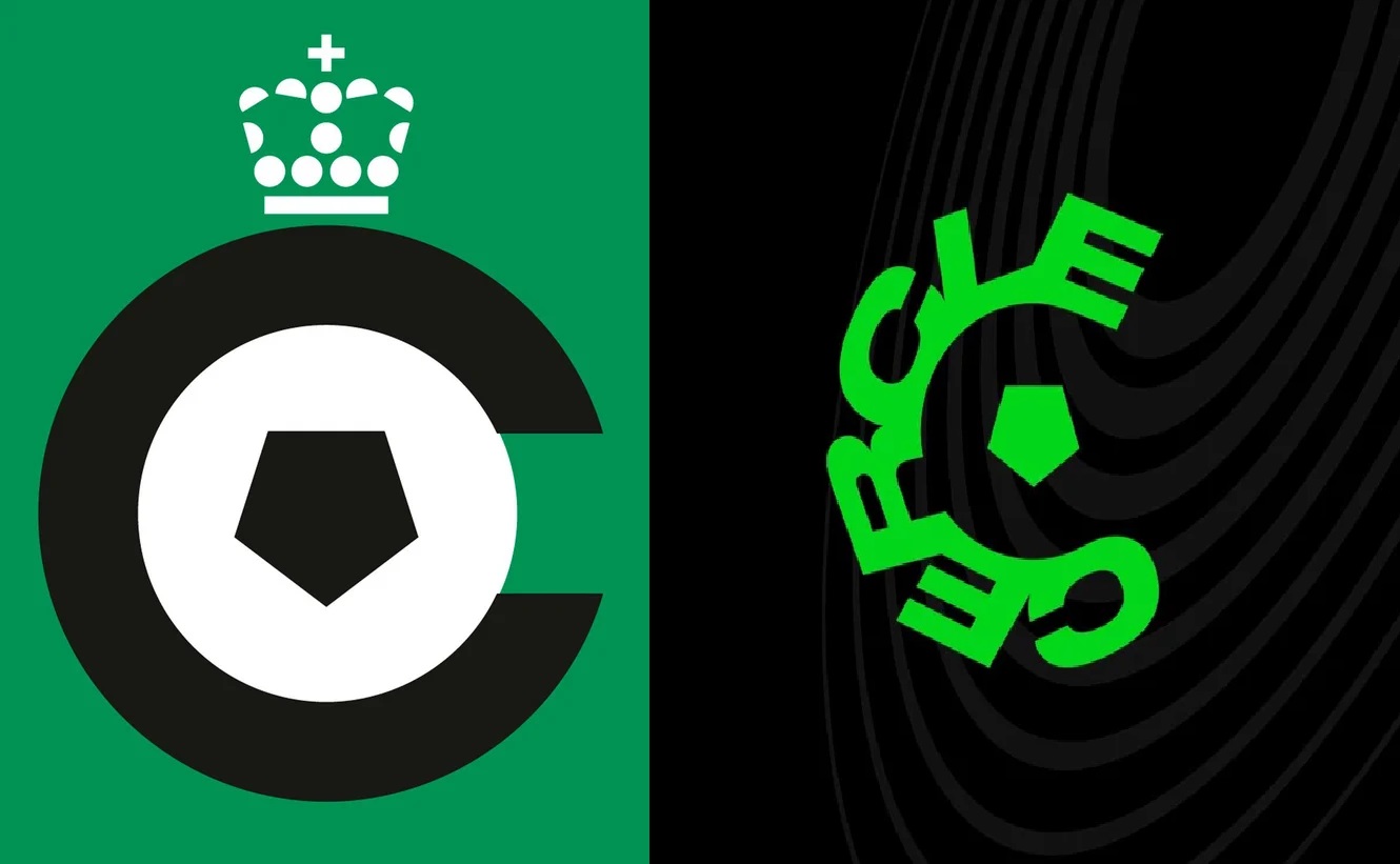 Het oude (links) en nieuwe logo (rechts) van Cercle Brugge.