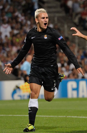 Antoine Griezmann juicht namens Real Sociedad.