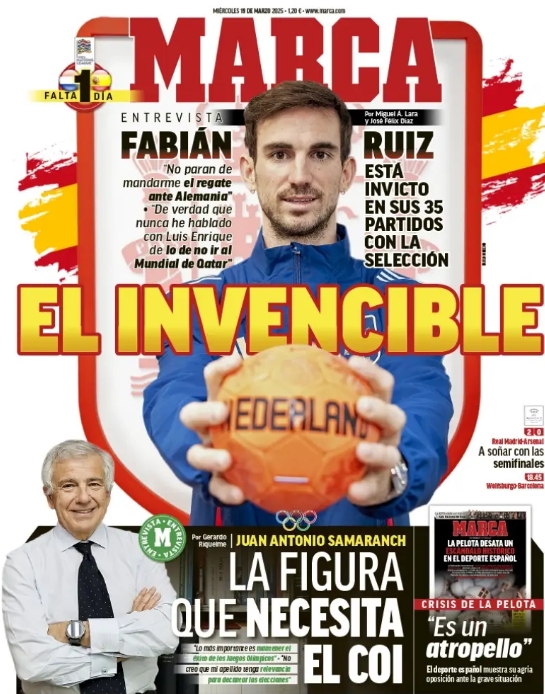 Fabian Ruiz is in 35 interlands voor Spanje nog ongeslagen.