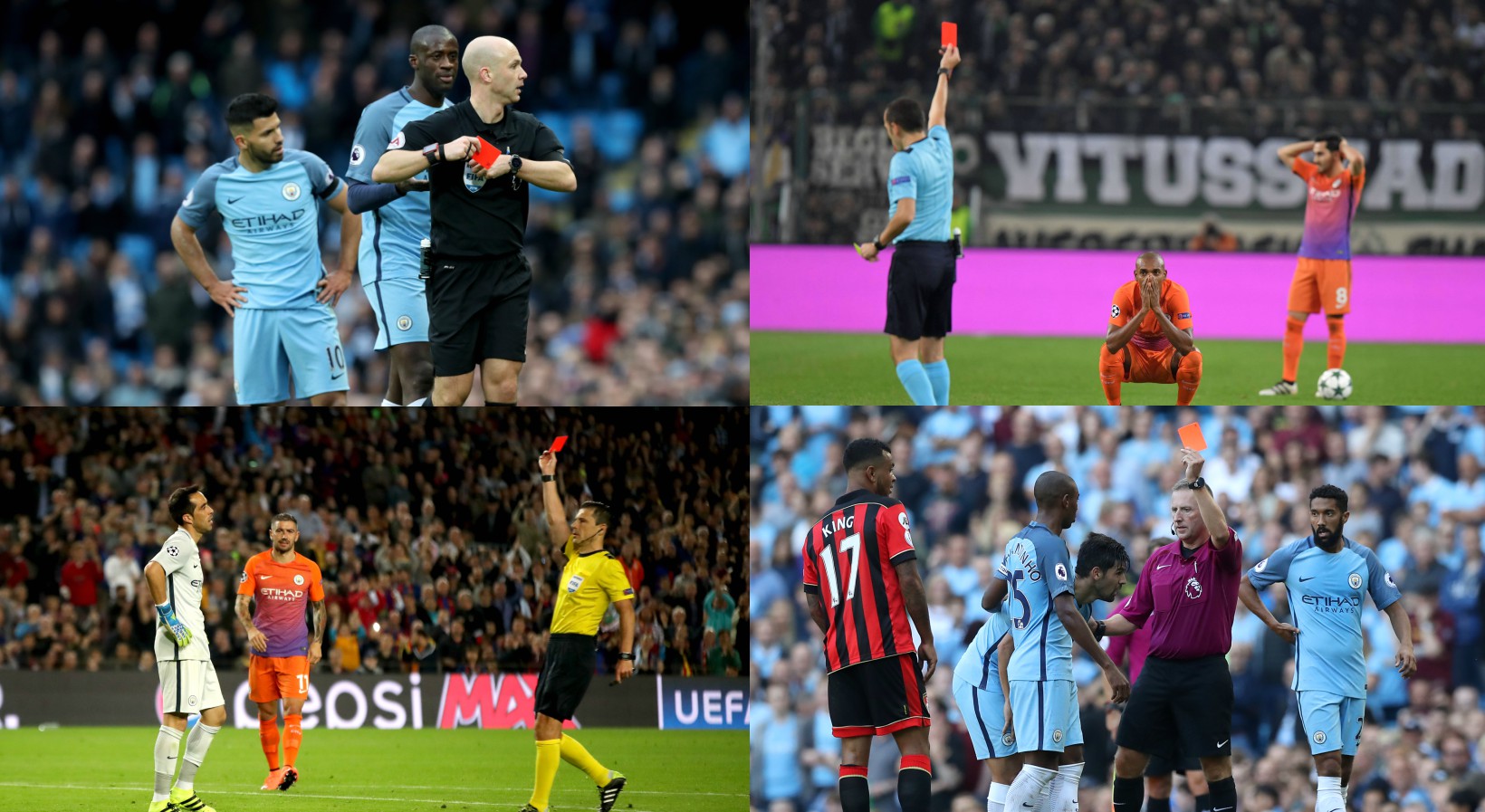 In totaal incasseerde Manchester City dit seizoen al zes keer een rode kaart.