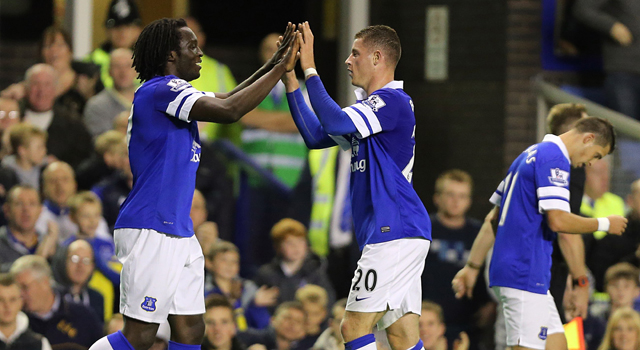 Romelu Lukaku en Kevin Mirallas vieren een Belgisch feestje op Goodison Park