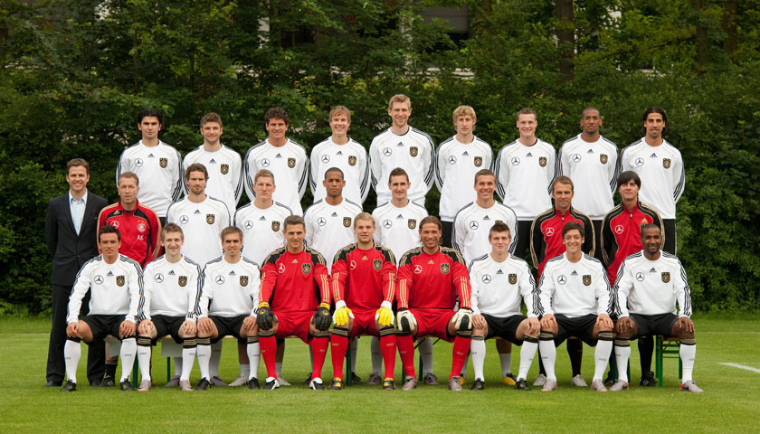 Selectie van Duitsland tijdens het WK van 2010. Kiessling is de zesde van links op de achterste rij.