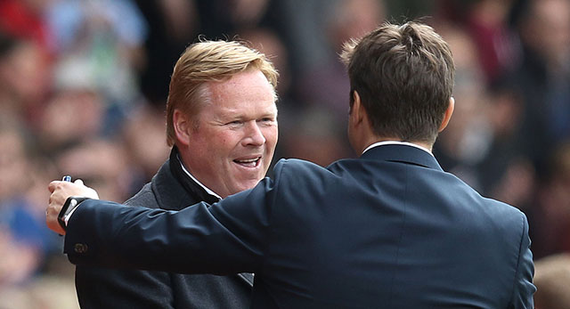 Ronald Koeman begroet zijn voorganger Mauricio Pochettino vol enthousiasme.