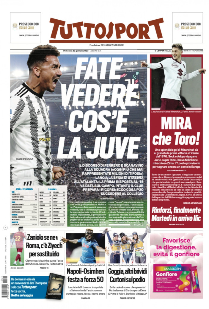 Tuttosport's cover with Ziyech's news on the bottom left.
