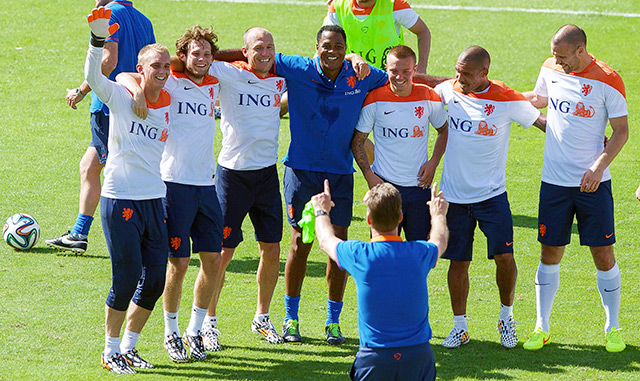 De zondagse trainingssessie biedt sowieso genoeg aanleiding voor blije gezichten. 