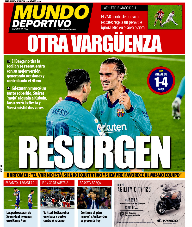 Sportkrant Mundo Deportivo spreekt op de cover van een opleving van Barcelona. 