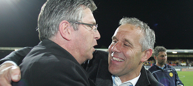 Martin van Geel (links) werkte bij Roda JC samen met Harm van Veldhoven (rechts).