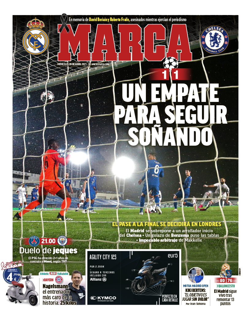 &#039;Een gelijkspel om te blijven dromen&#039;, kopt de Spaanse krant Marca.