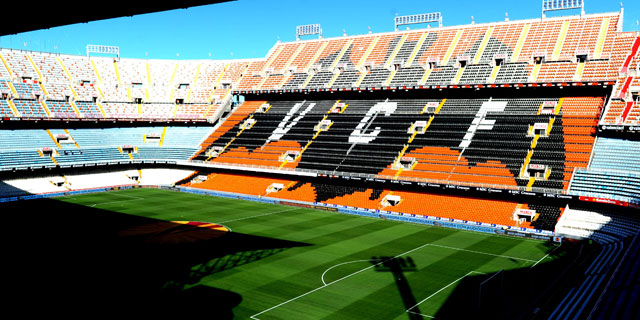 Mestalla, het stadion van Valencia.